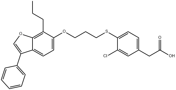 Benzeneacetic acid, 3-chloro-4-[[3-[(3-phenyl-7-propyl-6-benzofuranyl)oxy]propyl]thio]- Structural