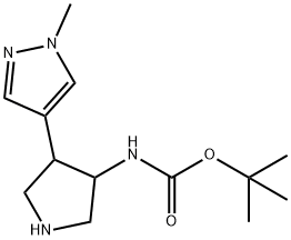 Carbamic acid, N-[4-(1-methyl-1H-pyrazol-4-yl)-3-pyrrolidinyl]-, 1,1-dimethylethyl ester Structural