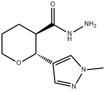 rac-(2R,3R)-2-(1-methyl-1H-pyrazol-4-yl)oxane-3-carbohydrazide, trans Structural