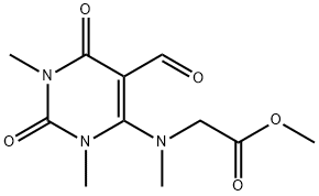 Glycine, N-(5-formyl-1,2,3,6-tetrahydro-1,3-dimethyl-2,6-dioxo-4-pyrimidinyl)-N-methyl-, methyl ester Structural