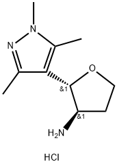 rac-(2R,3S)-2-(trimethyl-1H-pyrazol-4-yl)oxolan-3-amine dihydrochloride, trans Structural