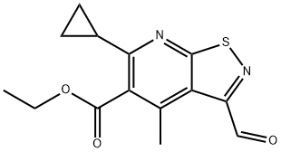 Isothiazolo[5,4-b]pyridine-5-carboxylic acid, 6-cyclopropyl-3-formyl-4-methyl-, ethyl ester Structural