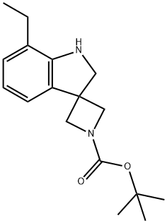 Spiro[azetidine-3,3'-[3H]indole]-1-carboxylic acid, 7'-ethyl-1',2'-dihydro-, 1,1-dimethylethyl ester Structural