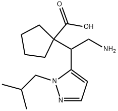 Cyclopentanecarboxylic acid, 1-[2-amino-1-[1-(2-methylpropyl)-1H-pyrazol-5-yl]ethyl]- Structural