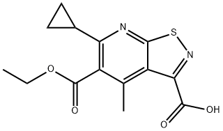Isothiazolo[5,4-b]pyridine-3,5-dicarboxylic acid, 6-cyclopropyl-4-methyl-, 5-ethyl ester Structural