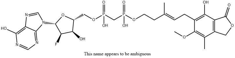 Inosine, 2'-deoxy-2'-fluoro-, 5'-[hydrogen [[[[(3E)-5-(1,3-dihydro-4-hydroxy-6-methoxy-7-methyl-3-oxo-5-isobenzofuranyl)-3-methyl-3-pentenyl]oxy]hydroxyphosphinyl]methyl]phosphonate] (9CI) Structural