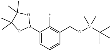 tert-Butyl((2-fluoro-3-(4,4,5,5-tetramethyl-1,3,2-dioxaborolan-2-yl)benzyl)oxy)dimethylsilane Structural