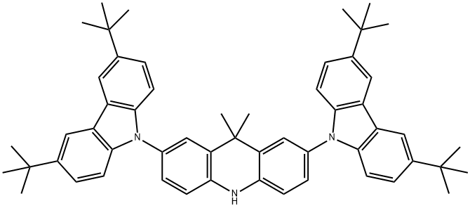 Acridine, 2,7-bis[3,6-bis(1,1-dimethylethyl)-9H-carbazol-9-yl]-9,10-dihydro-9,9-dimethyl- Structural
