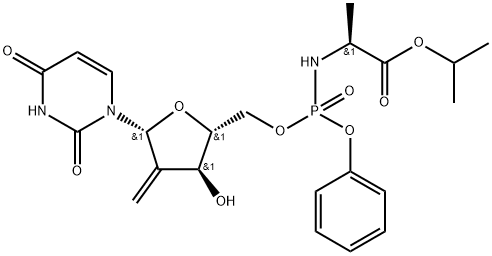 (2S)-isopropyl-2-(((((2R,3S,5R)-5-(2,4-dioxo-3,4-dihydropyrimidin-1(2H)-yl)-3-hydroxy-4-methylenetetrahydrofuran-2-yl)methoxy(phenoxy)phosphoryl)amino)propanoate