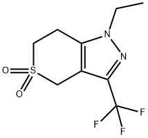 Thiopyrano[4,3-c]pyrazole, 1-ethyl-1,4,6,7-tetrahydro-3-(trifluoromethyl)-, 5,5-dioxide Structural