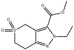 Thiopyrano[4,3-c]pyrazole-3-carboxylic acid, 2-ethyl-2,4,6,7-tetrahydro-, methyl ester, 5,5-dioxide Structural