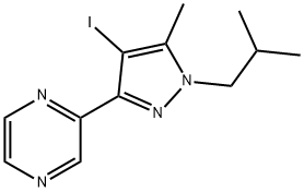 Pyrazine, 2-[4-iodo-5-methyl-1-(2-methylpropyl)-1H-pyrazol-3-yl]- Structural
