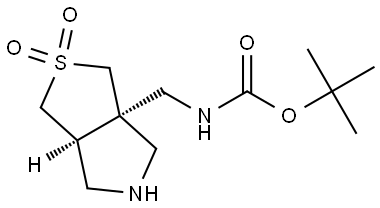 rac-tert-butyl N-{[(3aR,6aS)-2,2-dioxo-hexahydro-1H-2lambda6-thieno[3,4-c]pyrrol-3a-yl]methyl}carbamate, cis Structural