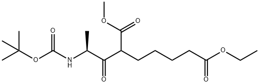 Heptanedioic acid, 2-[(2S)-2-[[(1,1-dimethylethoxy)carbonyl]amino]-1-oxopropyl]-, 7-ethyl 1-methyl ester Structural