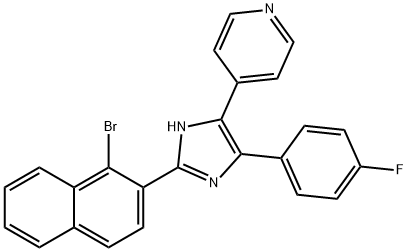 Pyridine, 4-[2-(1-bromo-2-naphthalenyl)-4-(4-fluorophenyl)-1H-imidazol-5-yl]- Structural