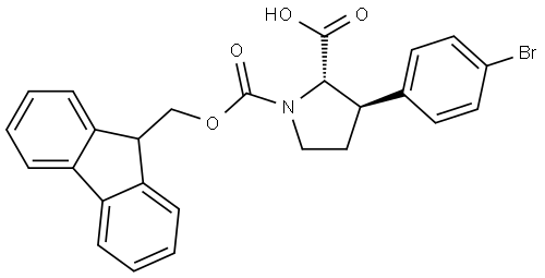 rac-(2R,3S)-3-(4-bromophenyl)-1-{[(9H-fluoren-9-yl)methoxy]carbonyl}pyrrolidine-2-carboxylic acid Structural