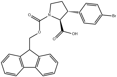 rac-(2R,3S)-3-(4-bromophenyl)-1-{[(9H-fluoren-9-yl)methoxy]carbonyl}pyrrolidine-2-carboxylic acid Structural
