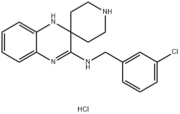 Spiro[piperidine-4,2'(1'H)-quinoxalin]-3'-amine, N-[(3-chlorophenyl)methyl]-, hydrochloride (1:1) Structural