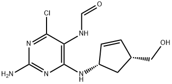 N-[2-Amino-4-chloro-6-[[(1S,4R)-4-(hydroxymethyl)-2-cyclopenten-1-yl]amino]-5-pyrimidinyl]formamide Structural