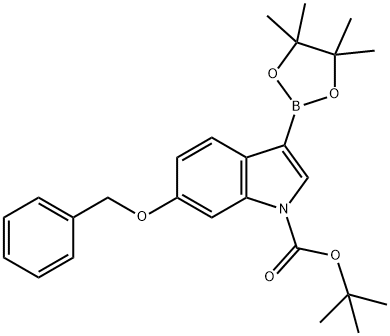 tert-Butyl 6-benzyloxy-3-(4,4,5,5-tetramethyl-1,3,2-dioxaborolan-2-yl)indole-1-carboxylate Structural