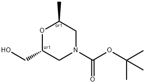 4-Morpholinecarboxylic acid, 2-(hydroxymethyl)-6-methyl-, 1,1-dimethylethyl ester, (2R,6S)-rel-