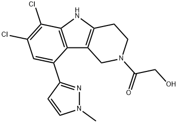 Ethanone, 1-?[6,?7-?dichloro-?1,?3,?4,?5-?tetrahydro-?9-?(1-?methyl-?1H-?pyrazol-?3-?yl)?-?2H-?pyrido[4,?3-?b]?indol-?2-?yl]?-?2-?hydroxy- Structural