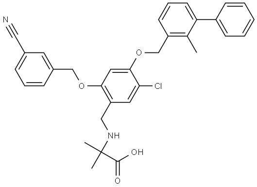 Alanine, N-[[5-chloro-2-[(3-cyanophenyl)methoxy]-4-[(2-methyl[1,1'-biphenyl]-3-yl)methoxy]phenyl]methyl]-2-methyl- Structural
