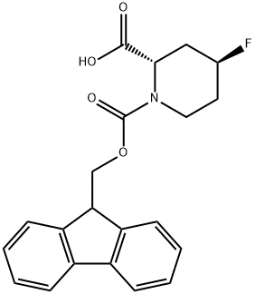 1,2-Piperidinedicarboxylic acid, 4-fluoro-, 1-(9H-fluoren-9-ylmethyl) ester, (2S,4S)- Structural