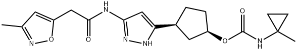Carbamic acid, N-?(1-?methylcyclopropyl)?-?, (1R,?3S)?-?3-?[3-?[[2-?(3-?methyl-?5-?isoxazolyl)?acetyl]?amino]?-?1H-?pyrazol-?5-?yl]?cyclopentyl ester Structural