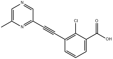 Benzoic acid, 2-?chloro-?3-?[2-?(6-?methyl-?2-?pyrazinyl)?ethynyl]?- Structural