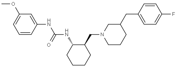 Urea, N-[(1R,2S)-2-[[3-[(4-fluorophenyl)methyl]-1-piperidinyl]methyl]cyclohexyl]-N'-(3-methoxyphenyl)-, rel- Structural