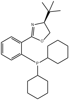 Oxazole, 2-[2-(dicyclohexylphosphino)phenyl]-4-(1,1-dimethylethyl)-4,5-dihydro-, (4S)- Structural