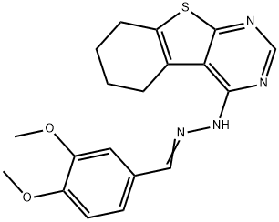 N-[(E)-(3,4-dimethoxyphenyl)methylideneamino]-5,6,7,8-tetrahydro-[1]benzothiolo[2,3-d]pyrimidin-4-amine Structural