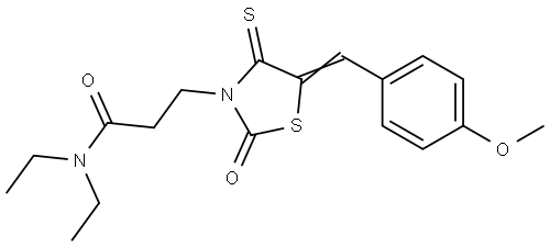 N,N-diethyl-3-[(5E)-5-[(4-methoxyphenyl)methylidene]-2-oxo-4-sulfanylidene-1,3-thiazolidin-3-yl]propanamide Structural