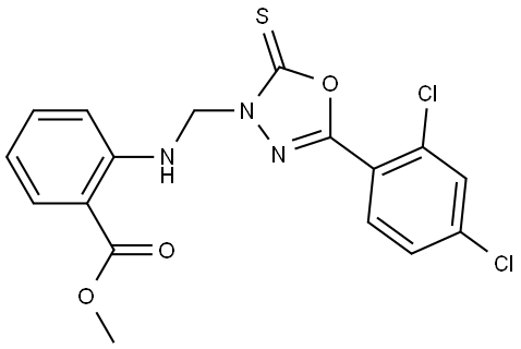 methyl 2-[[5-(2,4-dichlorophenyl)-2-sulfanylidene-1,3,4-oxadiazol-3-yl]methylamino]benzoate Structural