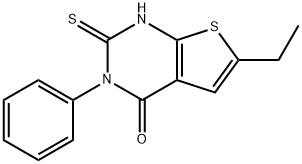 Thieno[2,3-d]pyrimidin-4(1H)-one, 6-ethyl-2,3-dihydro-3-phenyl-2-thioxo- Structural