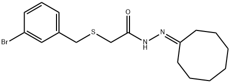 Acetic acid, 2-[[(3-bromophenyl)methyl]thio]-, 2-cyclooctylidenehydrazide Structural