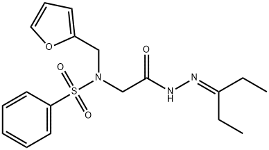 N-(furan-2-ylmethyl)-N-{2-oxo-2-[2-(pentan-3-ylidene)hydrazinyl]ethyl}benzenesulfonamide (non-preferred name) Structural