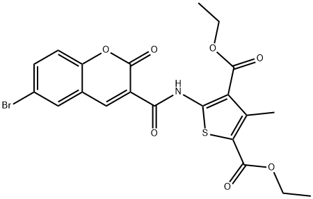 diethyl 5-(6-bromo-2-oxo-2H-chromene-3-carboxamido)-3-methylthiophene-2,4-dicarboxylate Structural