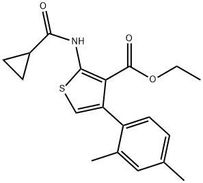 ethyl 2-(cyclopropanecarboxamido)-4-(2,4-dimethylphenyl)thiophene-3-carboxylate Structural