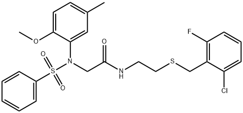 N-{2-[(2-chloro-6-fluorobenzyl)sulfanyl]ethyl}-N~2~-(2-methoxy-5-methylphenyl)-N~2~-(phenylsulfonyl)glycinamide Structural