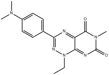 Pyrimido[5,4-e]-1,2,4-triazine-5,7(1H,6H)-dione, 3-[4-(dimethylamino)phenyl]-1-ethyl-6-methyl- Structural