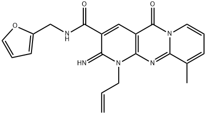 N-(furan-2-ylmethyl)-2-imino-10-methyl-5-oxo-1-prop-2-enyldipyrido[3,4-c:1',2'-f]pyrimidine-3-carboxamide Structural