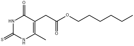 hexyl 2-(6-methyl-4-oxo-2-sulfanylidene-1H-pyrimidin-5-yl)acetate Structural