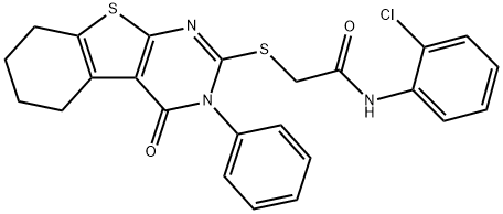N-(2-chlorophenyl)-2-[(4-oxo-3-phenyl-5,6,7,8-tetrahydro-[1]benzothiolo[2,3-d]pyrimidin-2-yl)sulfanyl]acetamide Structural