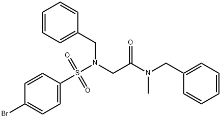 N,N~2~-dibenzyl-N~2~-[(4-bromophenyl)sulfonyl]-N-methylglycinamide Structural