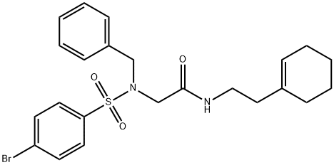 N~2~-benzyl-N~2~-[(4-bromophenyl)sulfonyl]-N-[2-(cyclohex-1-en-1-yl)ethyl]glycinamide Structural