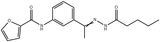 N-[3-[(E)-C-methyl-N-(pentanoylamino)carbonimidoyl]phenyl]furan-2-carboxamide Structural