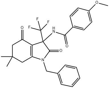 N-[1-benzyl-6,6-dimethyl-2,4-dioxo-3-(trifluoromethyl)-5,7-dihydroindol-3-yl]-4-methoxybenzamide Structural