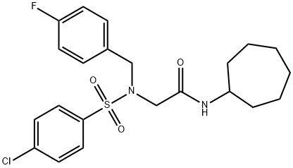 N~2~-[(4-chlorophenyl)sulfonyl]-N-cycloheptyl-N~2~-(4-fluorobenzyl)glycinamide Structural